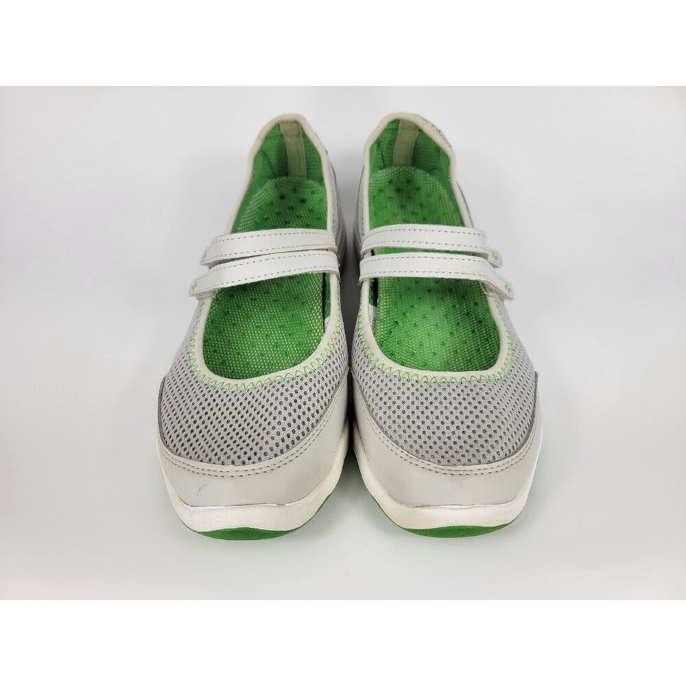 LL Bean Two Strap Mary Jane Shoes Sneakers Womens Size 8 Gray White Green 260976 - Picture 7 of 9